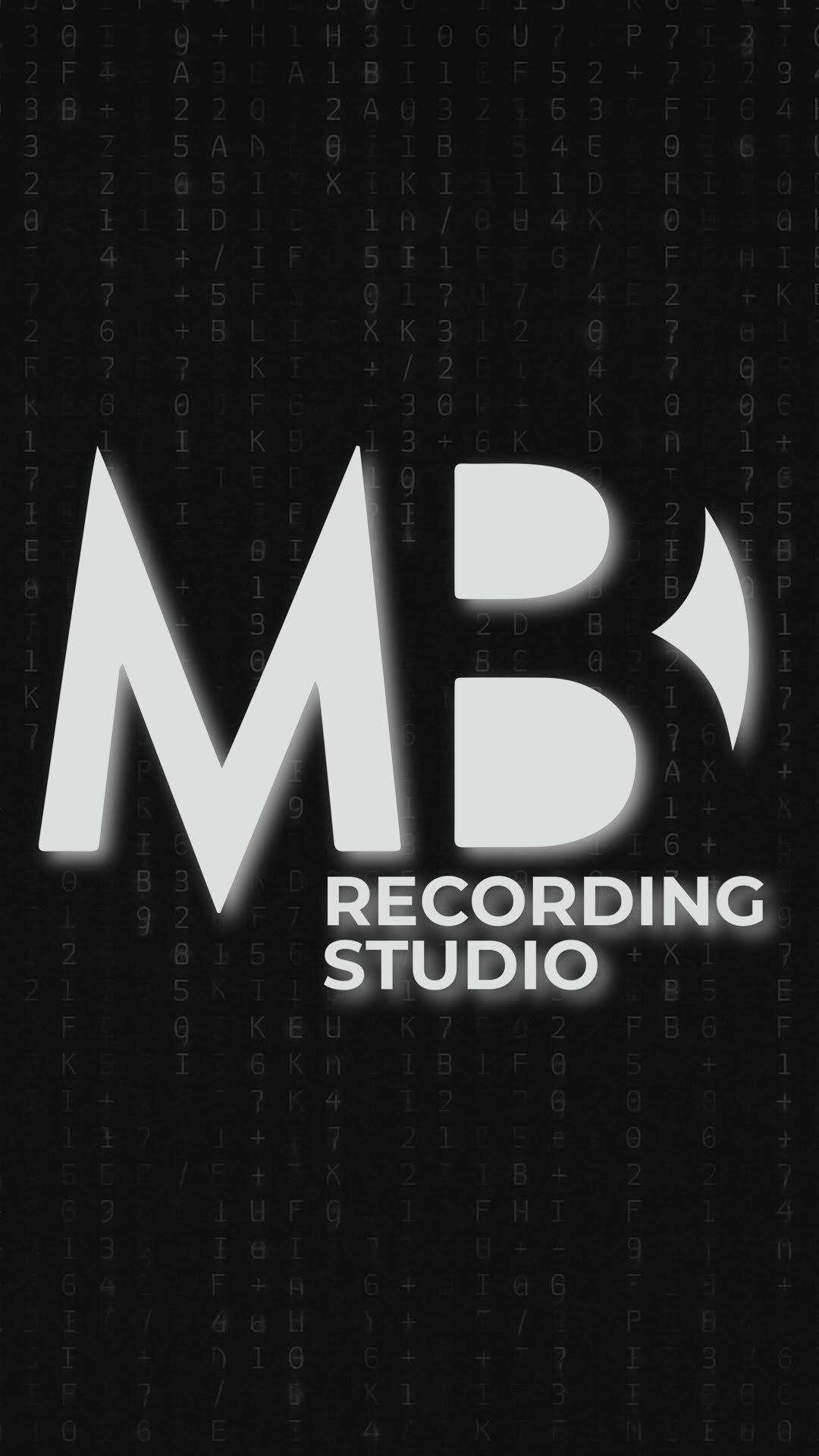 MB Recording Studio visual identity over a dark studio background.